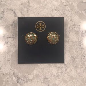 Mint & gold Tory Burch Stud Earrings